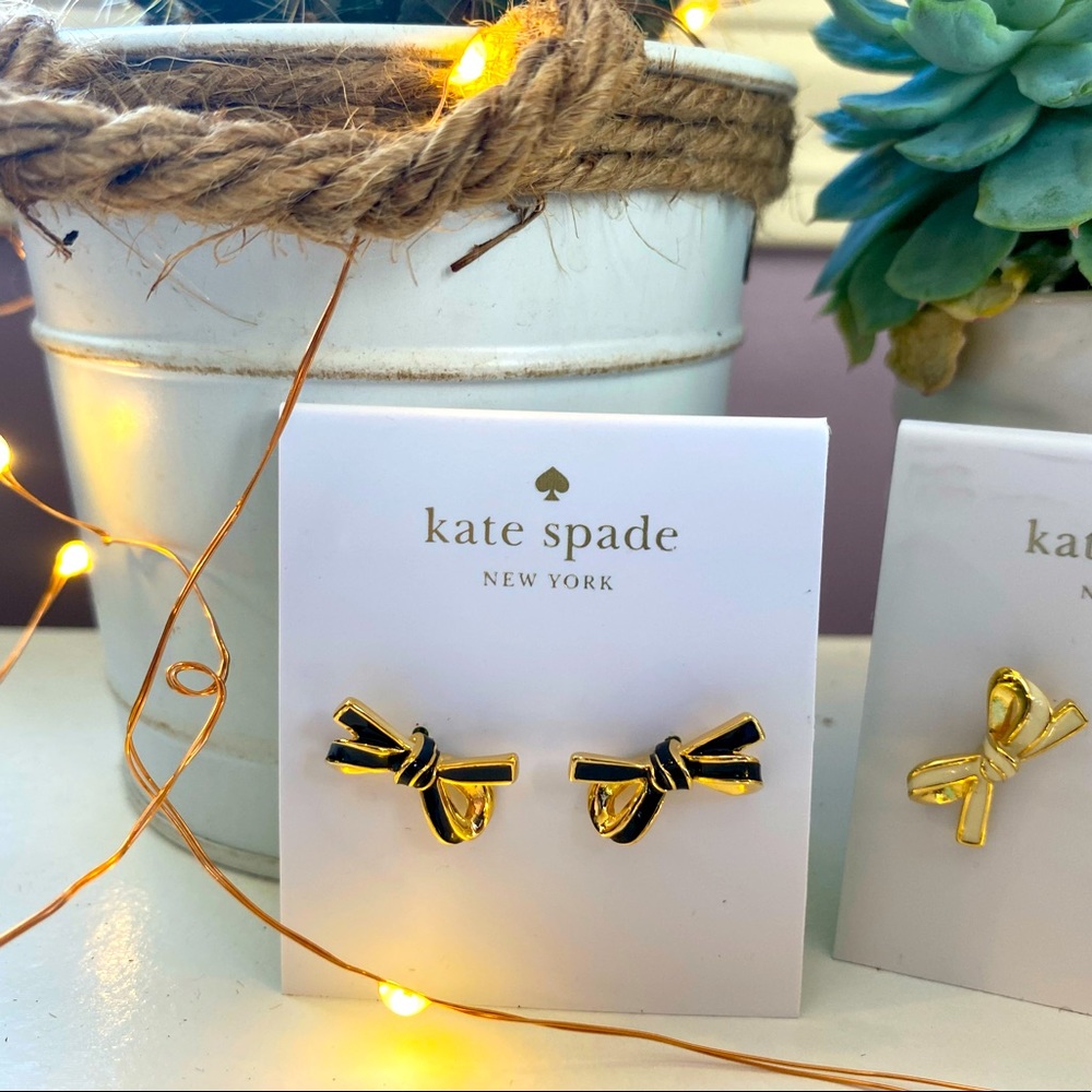 BRAND NEW Gold and Black Kate Spade Bow Earrings
